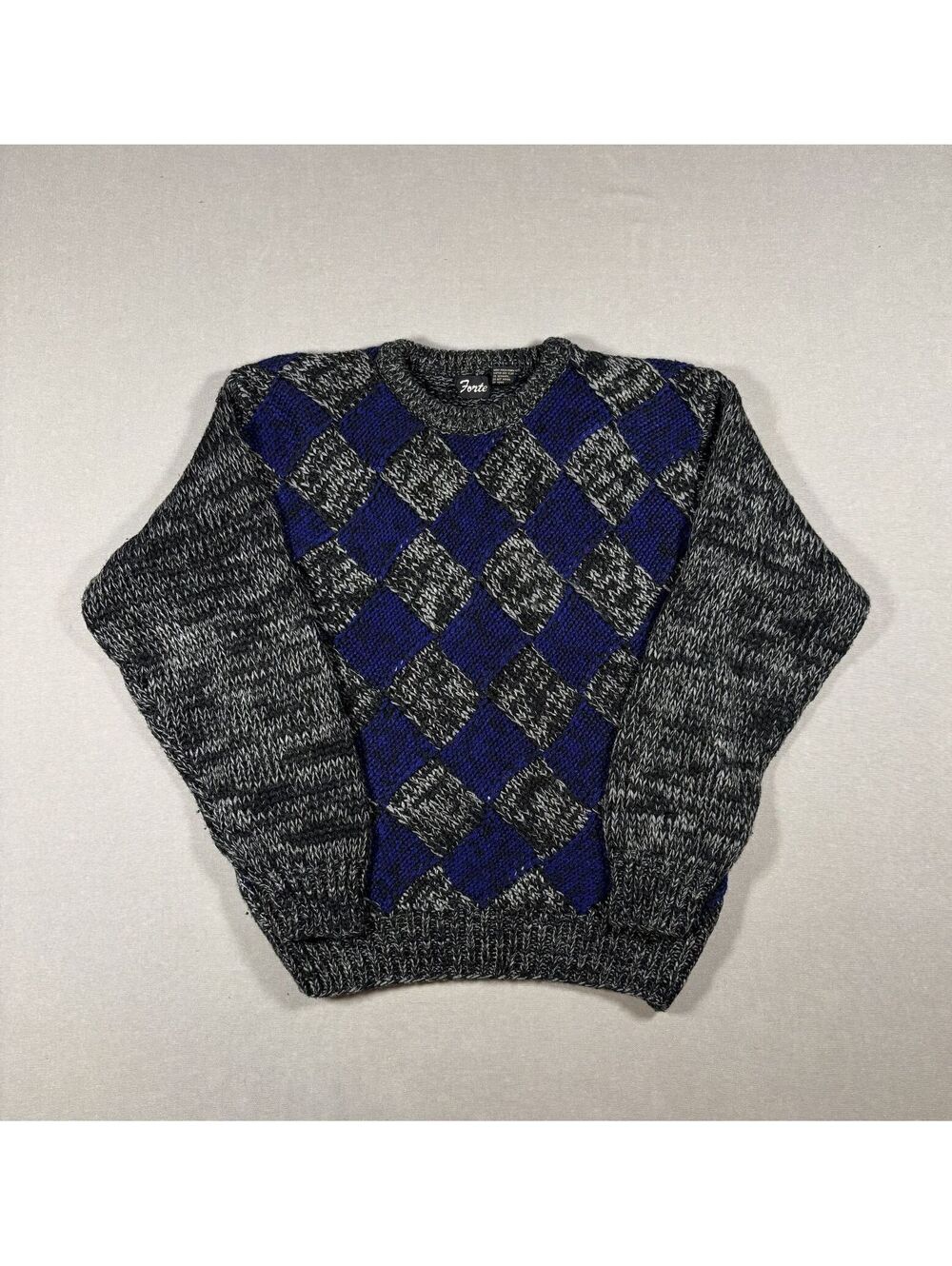 Vintage 90s Forte Diamond Knit Sweater Mens M Korea